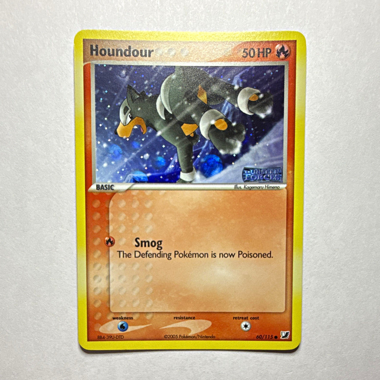 2005 POKEMON EX UNSEEN FORCES HOUNDOUR-REVERSE HOLO-STAMPED-MINTY PACK FRESH
