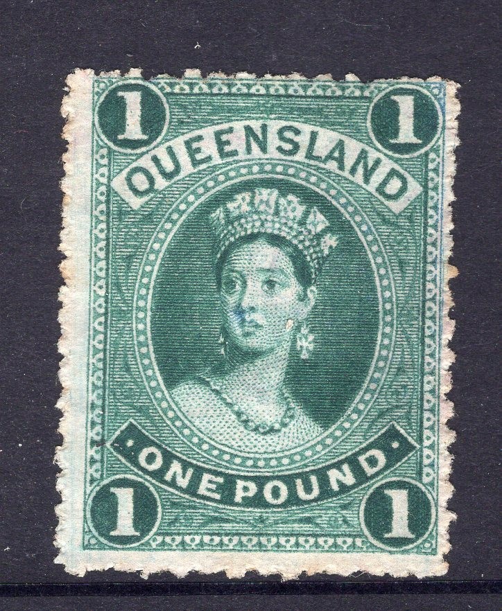 Queensland one pound QV Chalon MNG SG 156 (1883) thin paper see description