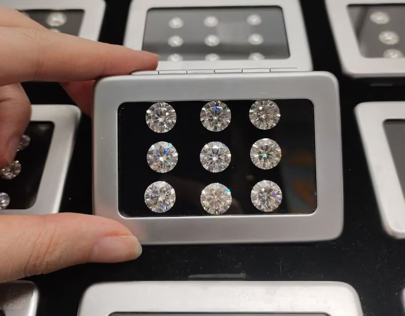 Loose 3.20 MM GRA 7 Pcs Moissanite Stones D Color IF Clarity Loose Certified