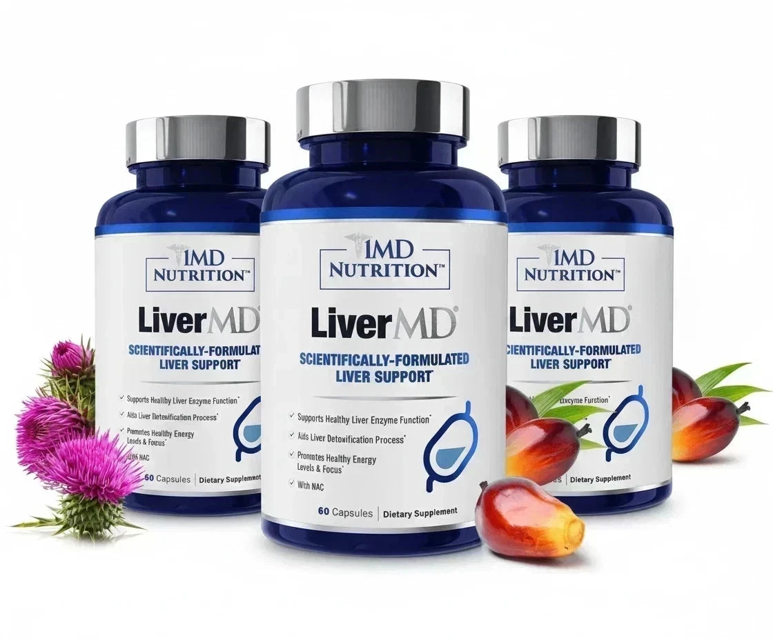 3 Packs 1MD Nutrition LiverMD - Liver Support Supplement 180 Capsule Exp 12/2027