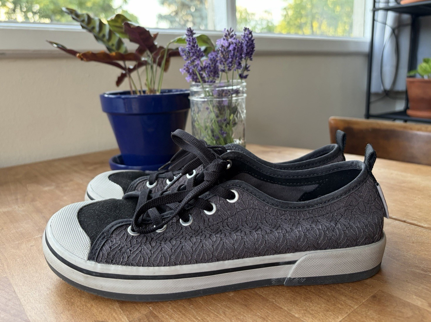 KEEN Women’s Canvas Lace-Up Low-Top Sneakers Gray/Black US 8 EU 38.5