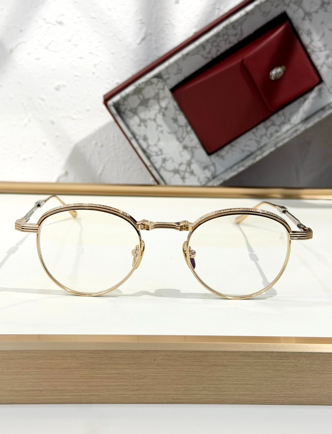Jacques Marie Mage Archibald Vintage Round Optical Glasses Gold Metal 47-21-146
