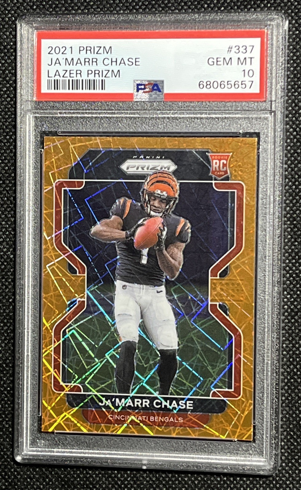 2021 Panini Prizm - Rookie Ja'Marr Chase #337 Lazer Prizm (RC) PSA 10