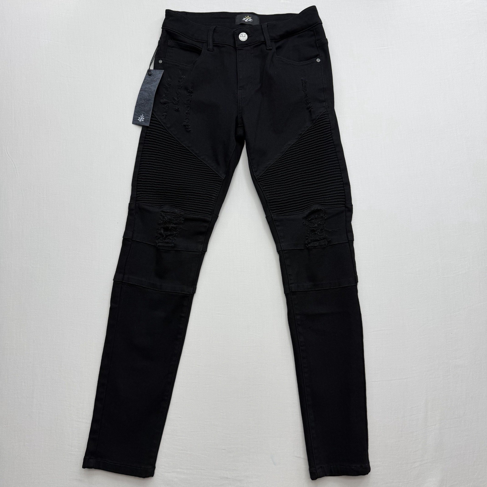 ZLZ Men’s Slim Fit Distressed Black Jeans Men’s Denim Size 28 New MSRP $89