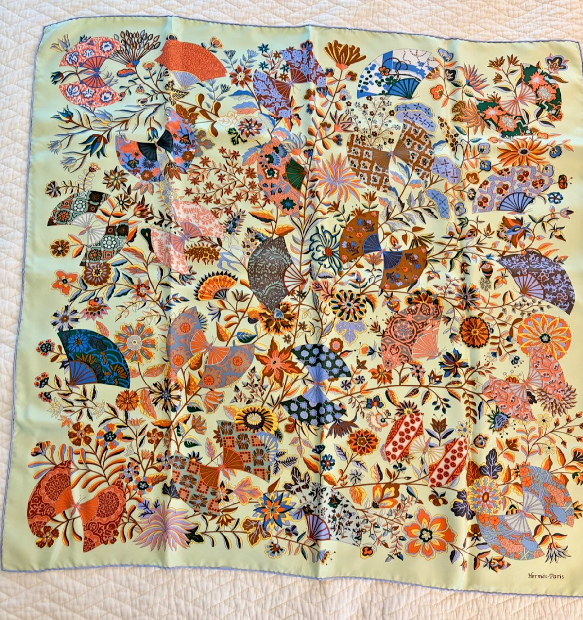 Hermès Fleurs et Papillons de Tissus silk scarf, excellent condition