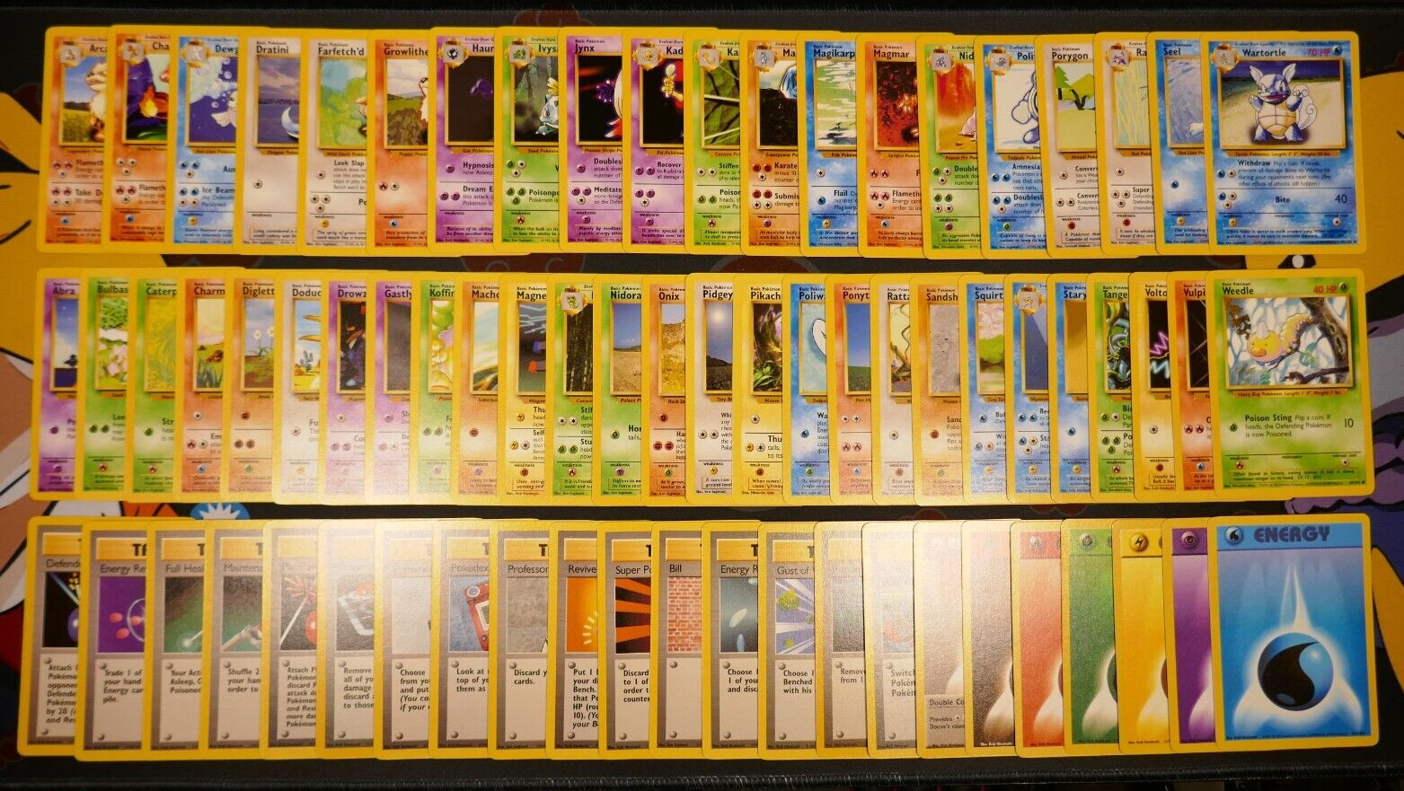 MP/HP (Unlimited) COMPLETE Pokemon BASE Set 70-Card UNCOMMON/COMMON Non-Holo 102
