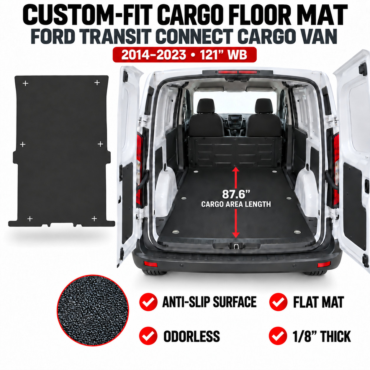 Rezaw-Plast Cargo Mat for Ford Transit Connect 2014-2024 /121WB/ Heavy Duty Odor