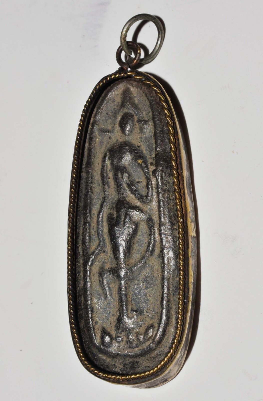 Antique 25th Century Phra Leela Nang Talung Luang Pu Boon amulet. Silver Holder