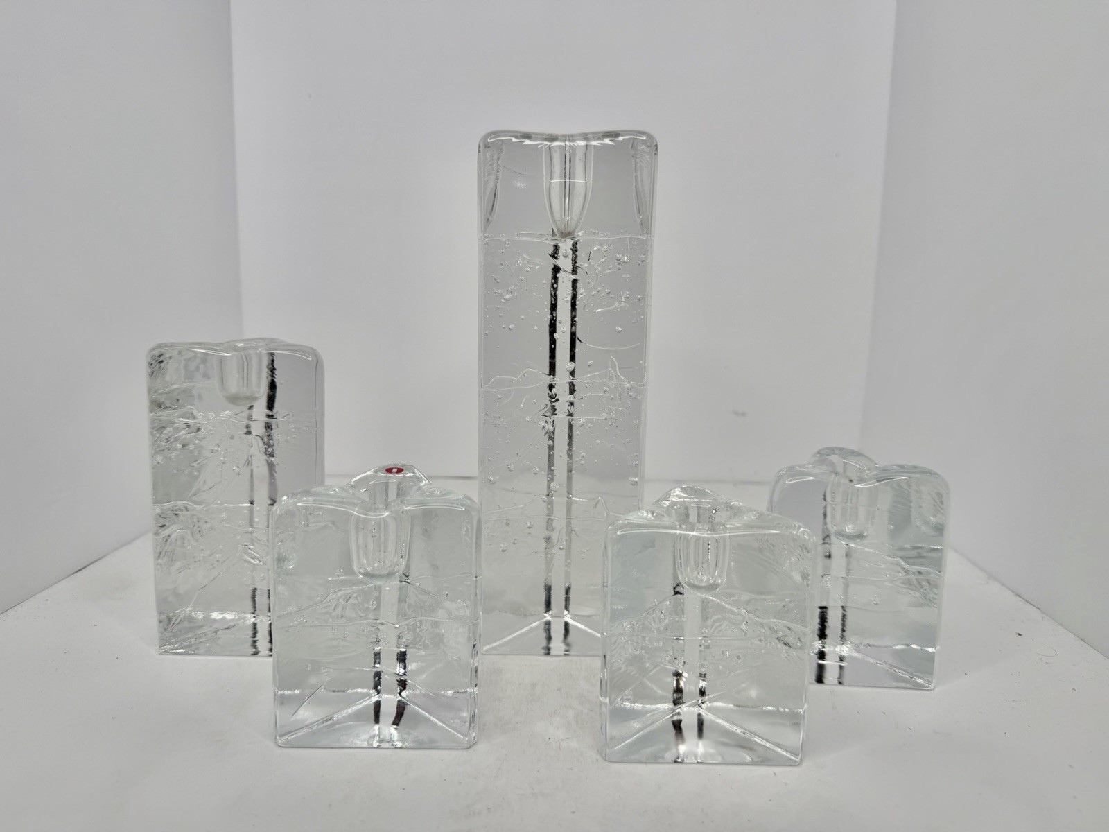 Set of 5 Iittala Arkipelago Finland Clear Glass Candle Holders Timo Sarpaneva