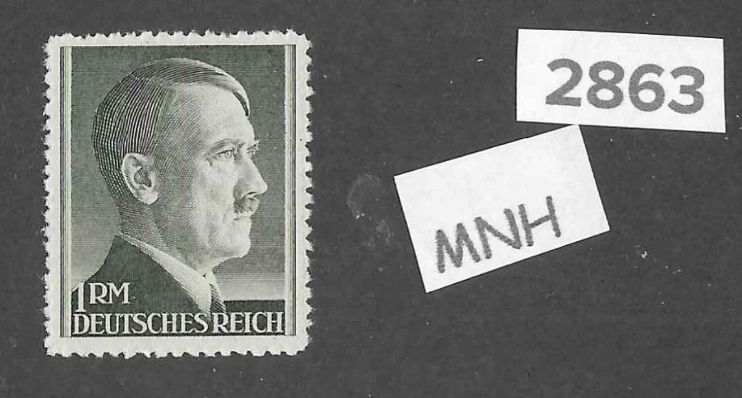 Very Nice MNH 1RM Third Reich Adolf Hitler stamp / 1942-1944 /  Sc524  Perf 14.0