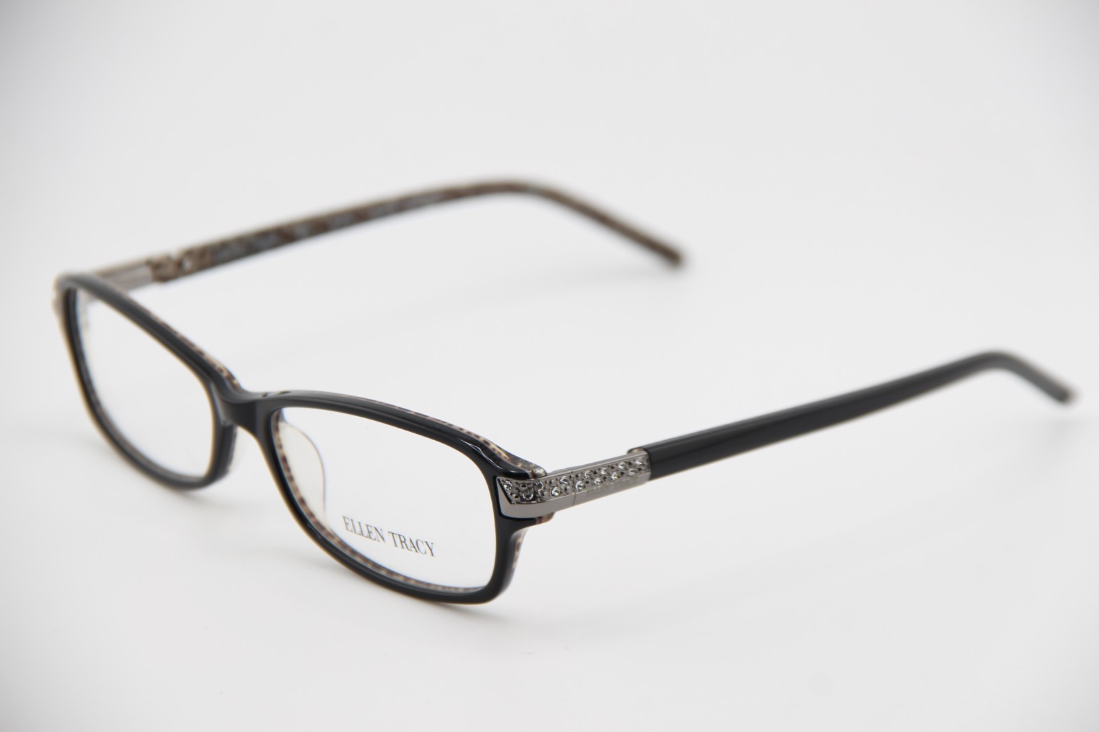 NEW ELLEN TRACY ELENI BLACK LEOPARD AUTHENTIC FRAMES EYEGLASSES 53-15