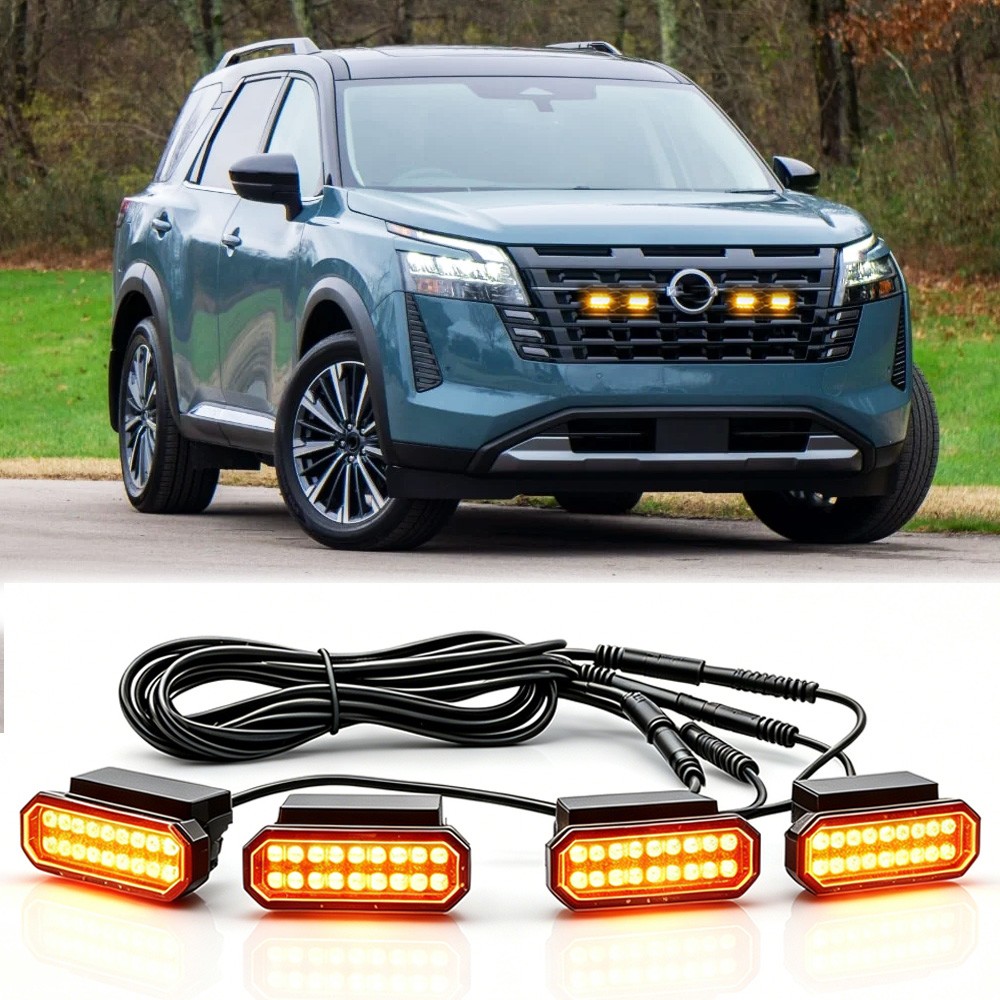 4PCS Smoked Raptor LED Marker Front Grille Grill Lights For Nissan Pathfinder