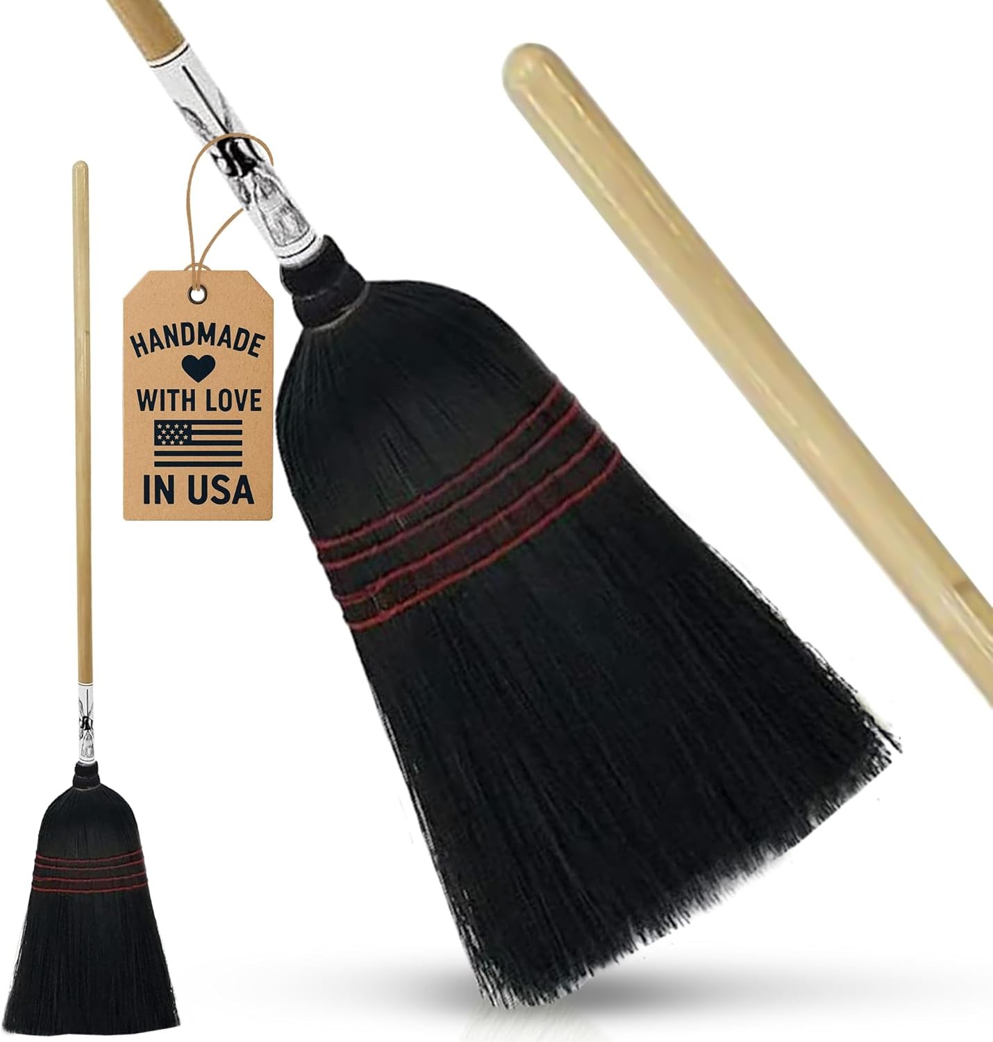 Handmade Amish Corn Broom with Wooden Handle – 57\