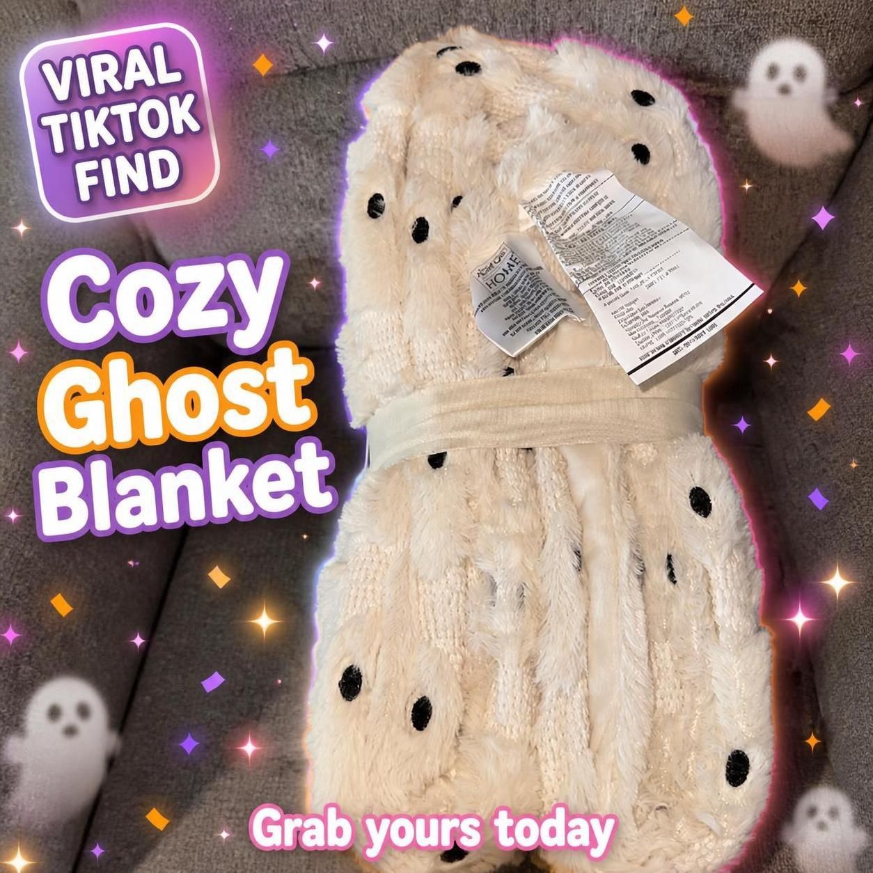 NWT Costco Halloween Faux Fur Throw Blanket Lot - GHOSTS 