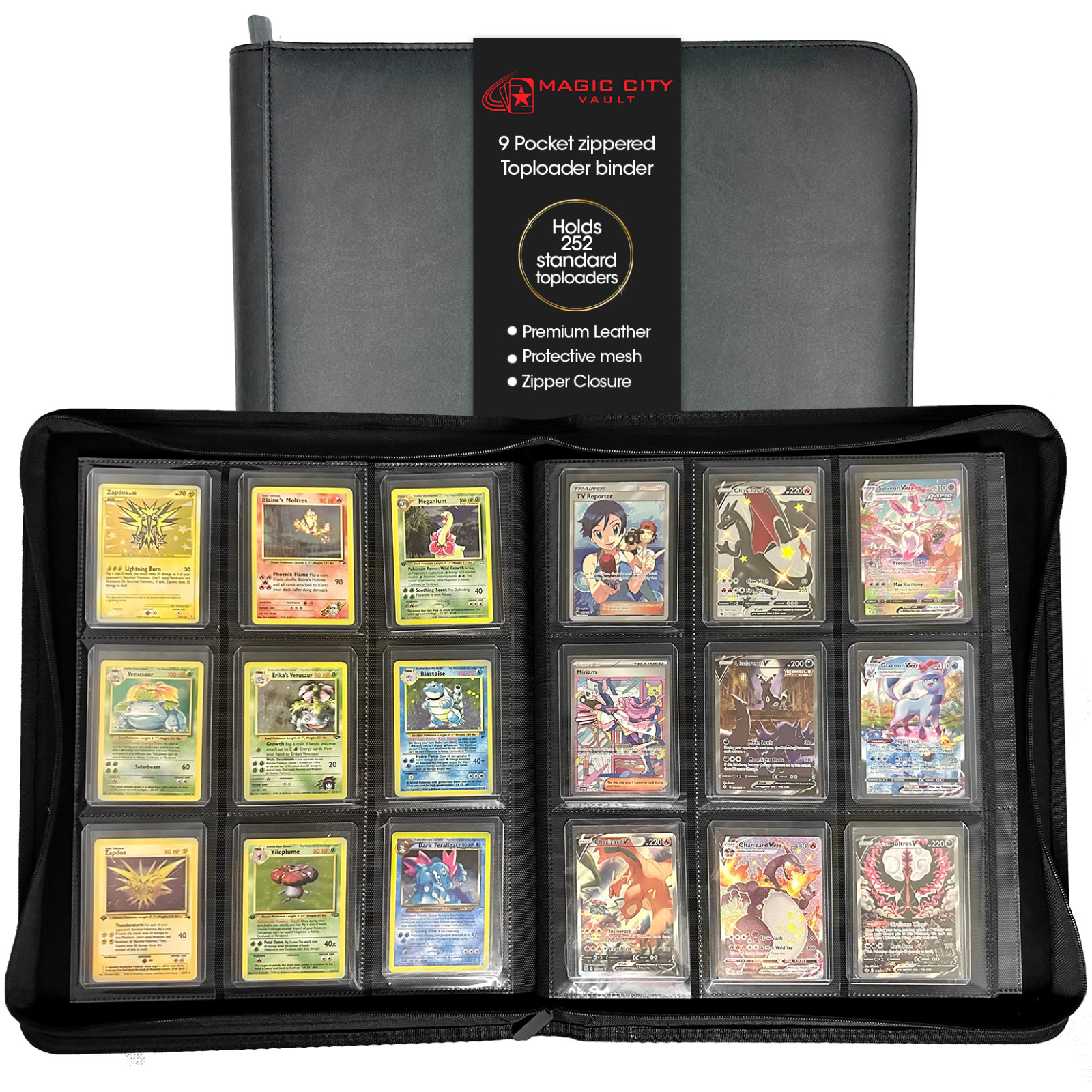 Magic City Vault | Leather TopLoader Binder | Holds 252 Standard 3”x4” Toploader Magic City Vault | Leather TopLoader Binder | Holds 252 Standard 3”x4” Toploader