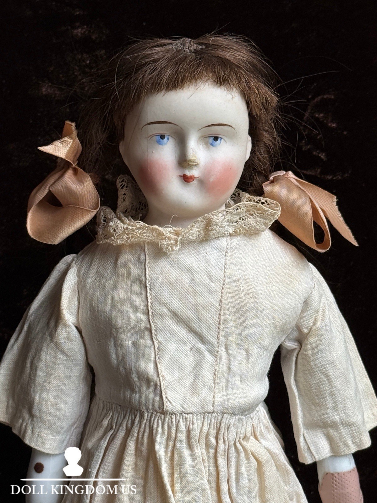Antique German 13” Bisque Shoulder Head Doll