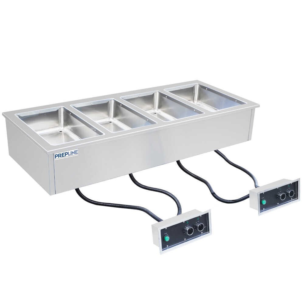 Stainless Steel Four Pan Insulated Drop-In Hot Food Well - 208/240V
