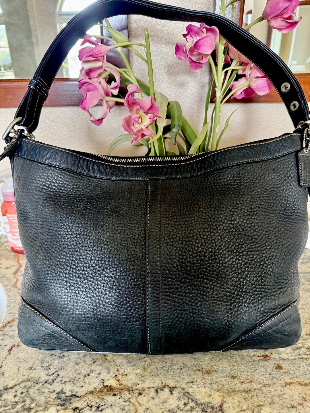 Coach Black Leather Bag Vintage # C0882-F