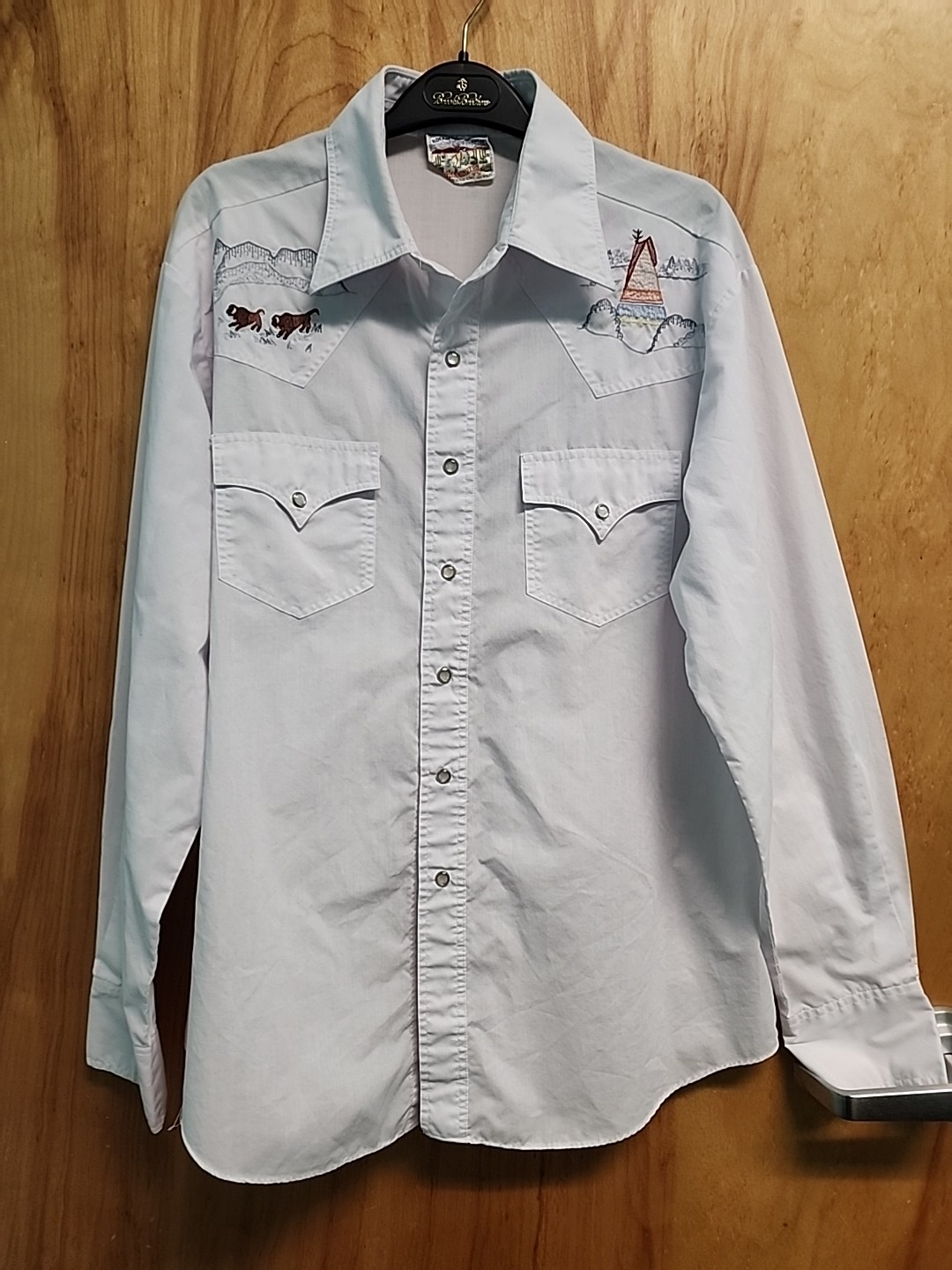 VINTAGE Kennington Shirt Mens Large Western White Rocking K Ranchwear Pearl Snap