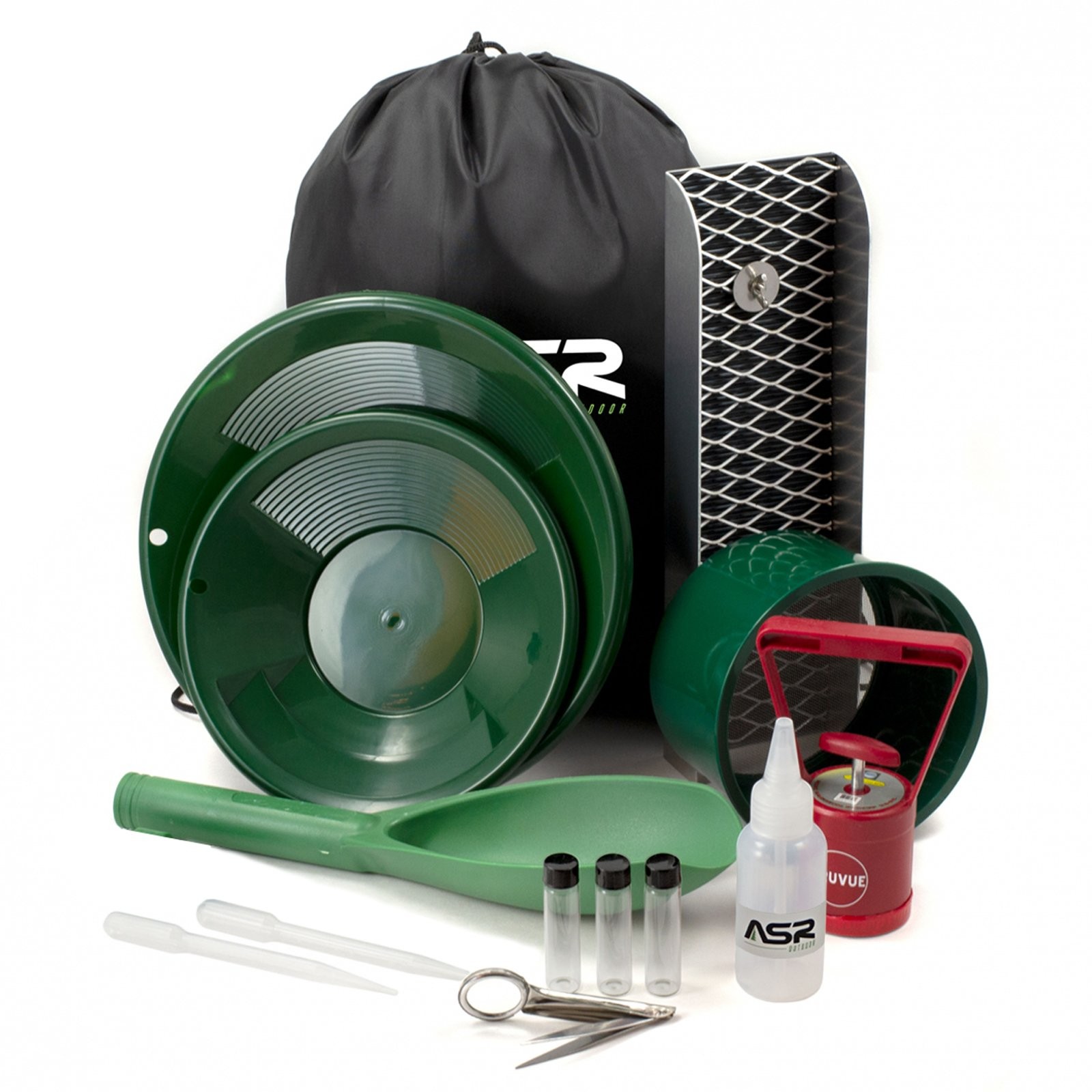 ASR Outdoor Lightweight Backpacker Gold Panning Kit with Metal Mini Sluice 14pc