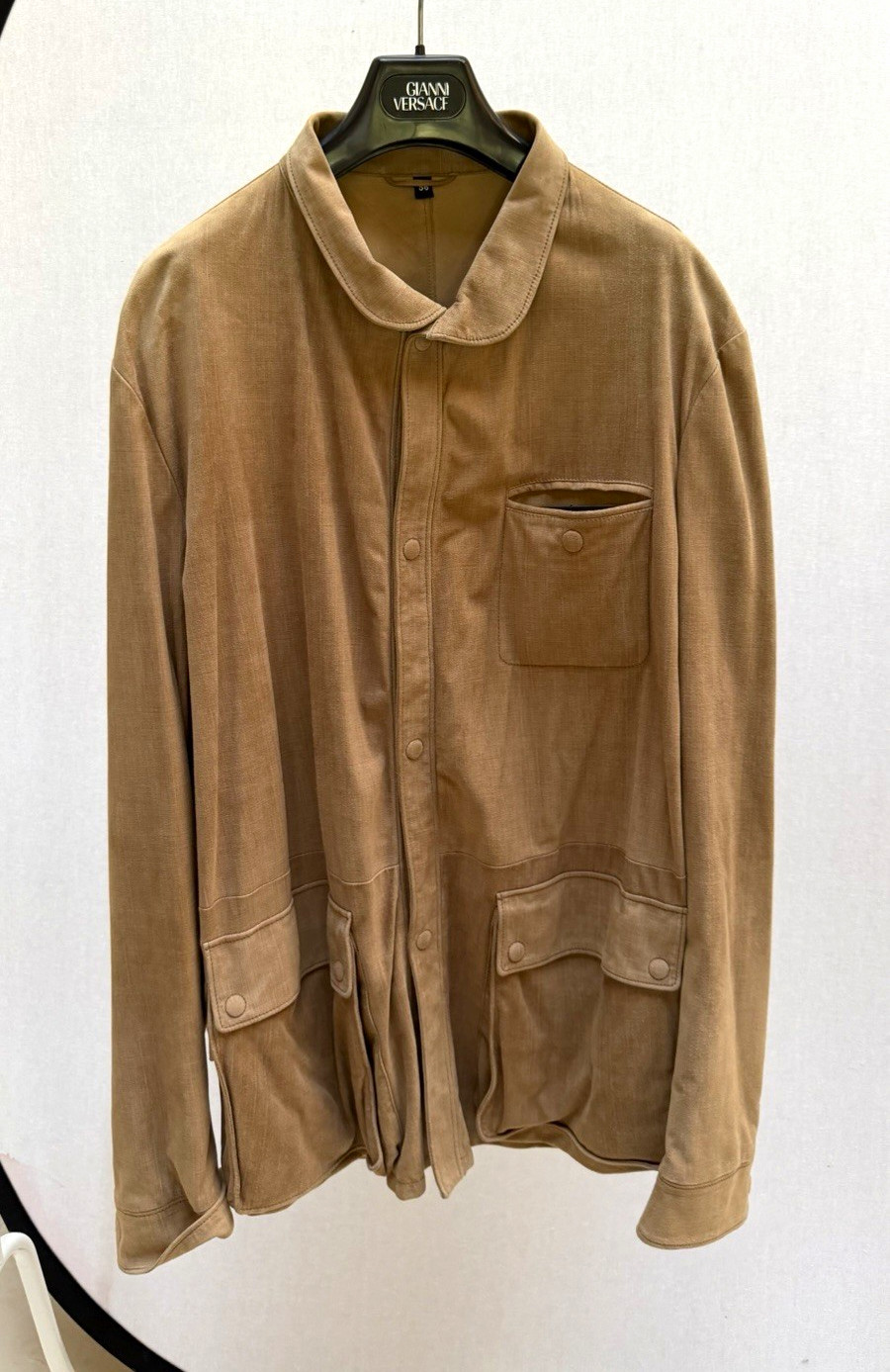 Giorgio Armani Beige Men\'s Button Front Jacket 56 Pockets Italy