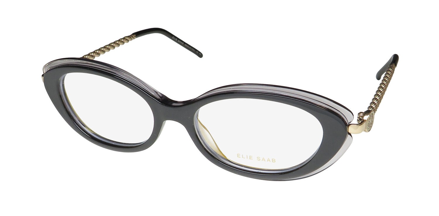 NEW ELIE SAAB 049 EYEGLASSES 52-17-140 GRAY CAT EYE PLASTIC FULL-RIM FT3 ITALY