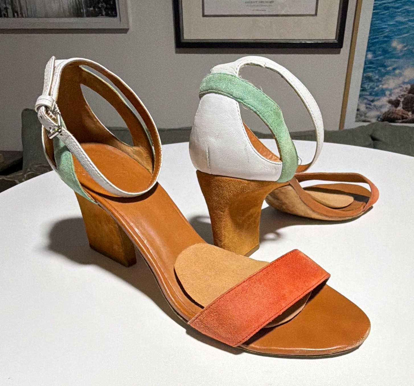 Marc by Marc Jacobs Women’s Colorblock Leather Ankle Strap Sandals Sz 9