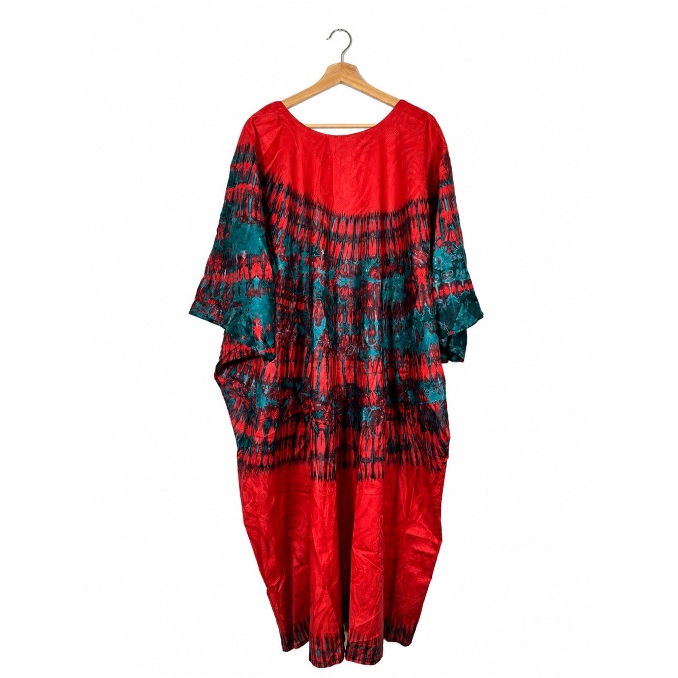 West African Kaftan Maxi Dress Handmade Hand Dyed Batik Tie Dye Festival Boho