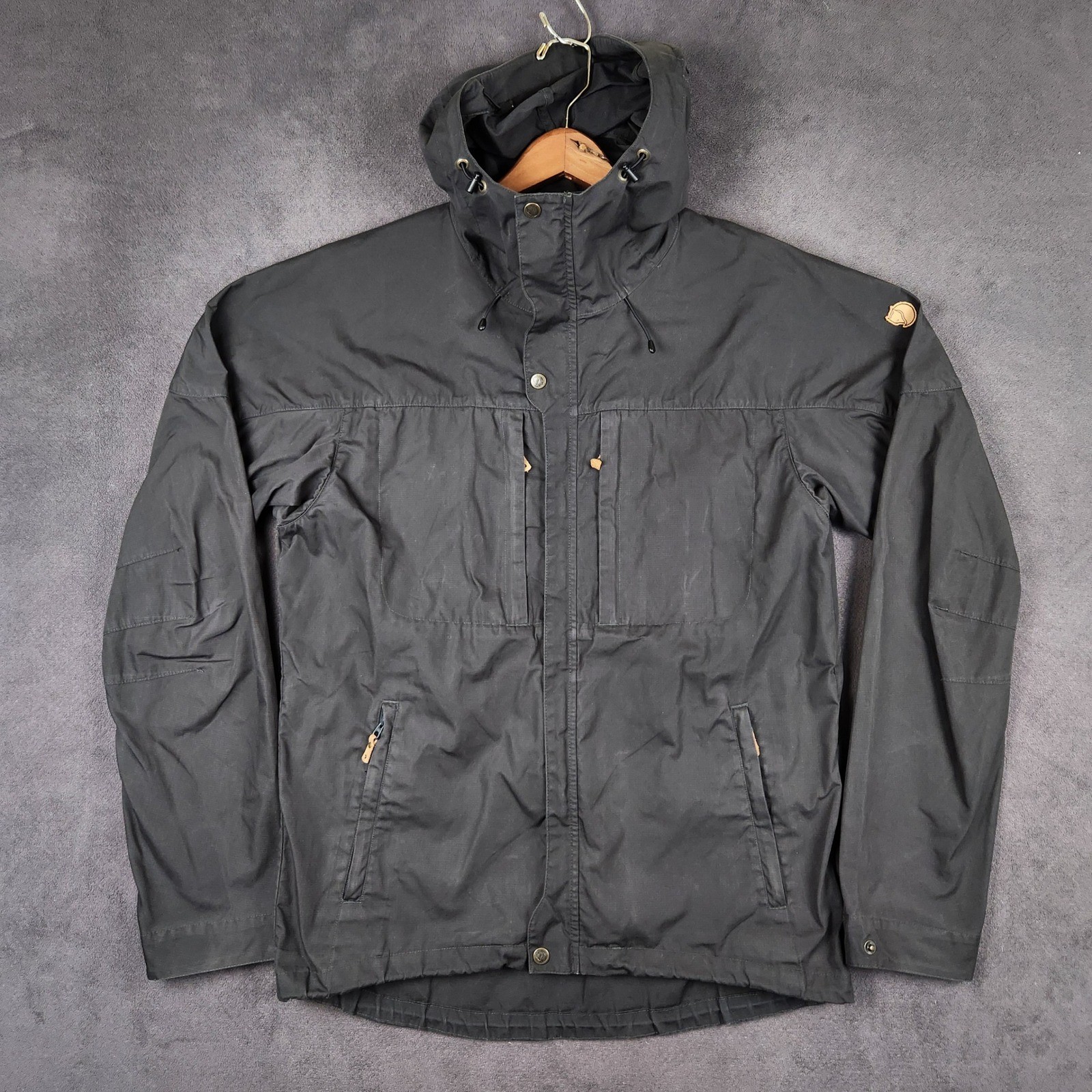 Fjallraven Skogso Jacket Mens Large Black G-1000 Hooded Outdoor Hiking 81698