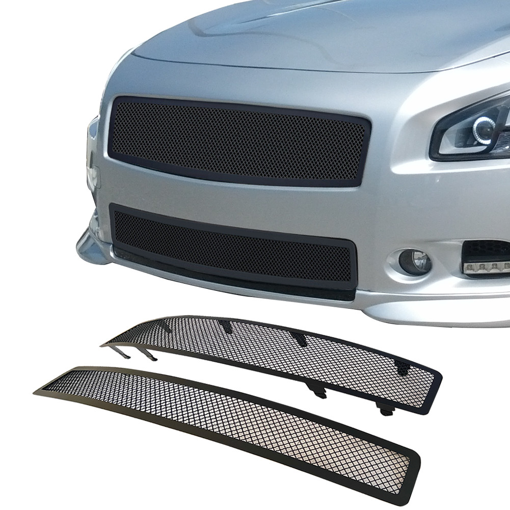 Fits 2009-2014 Nissan Maxima Stainless Steel Black Mesh Grille Insert Combo Fits 2009-2014 Nissan Maxima Stainless Steel Black Mesh Grille Insert Combo
