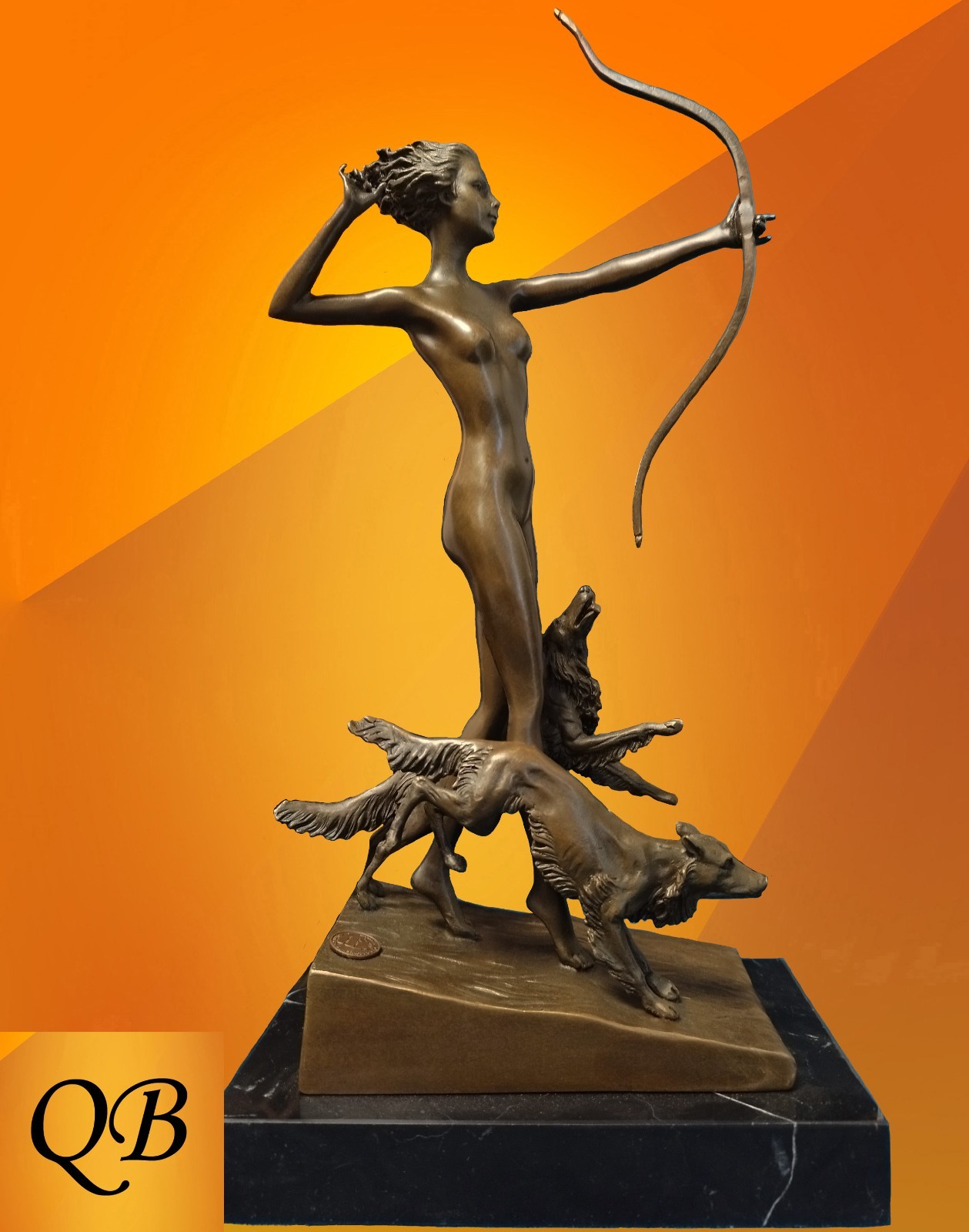 ART DECO DIANA BRONZE FIGURINE SCULPTURE STATUE LAST ARROW NUDE LADY HOT CAST