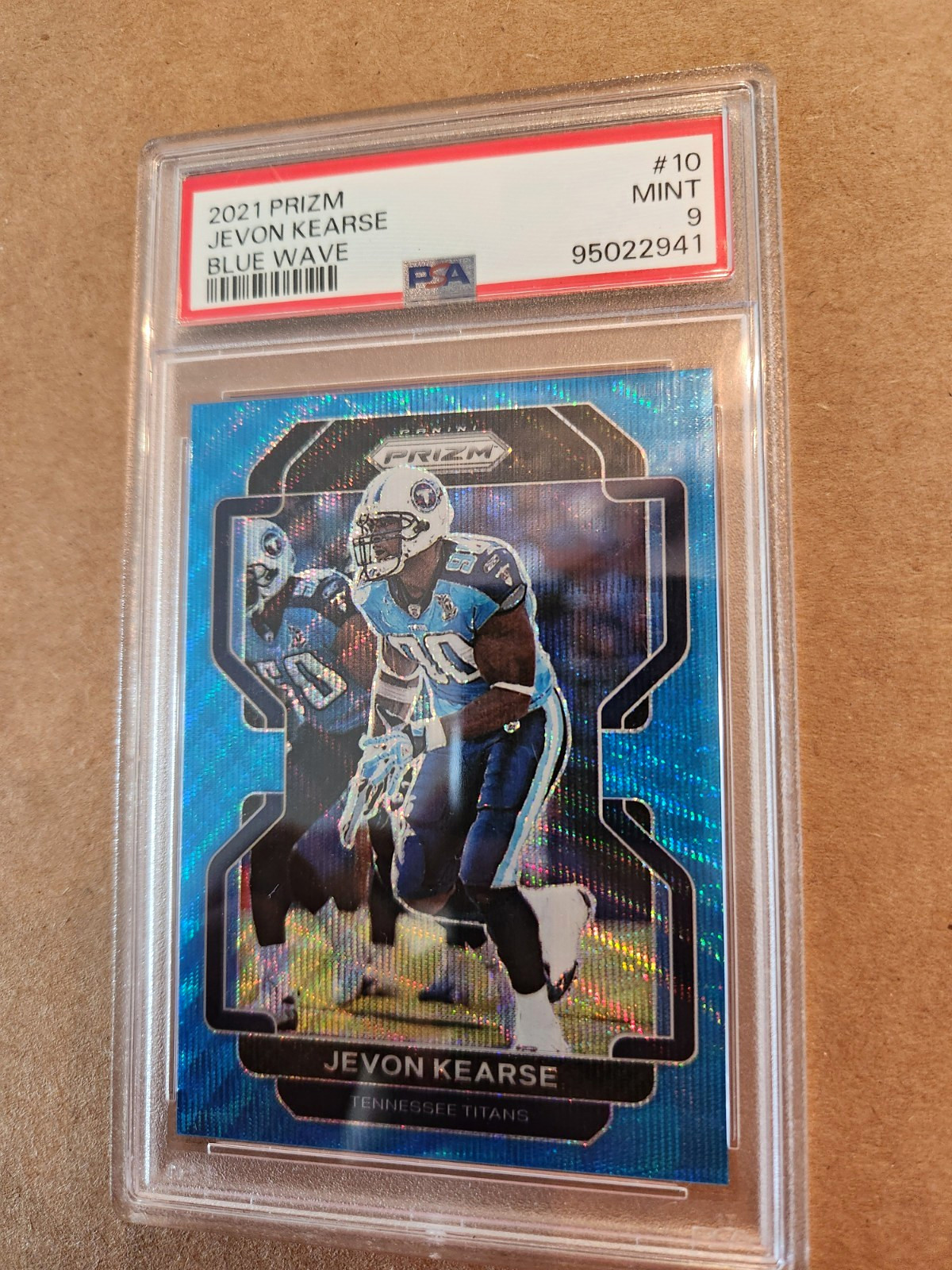Panini 2021 Prizm Jevon Kearse Titans Blue Wave Prizm #10 75/199-PSA 9 Panini 2021 Prizm Jevon Kearse Titans Blue Wave Prizm #10 75/199-PSA 9