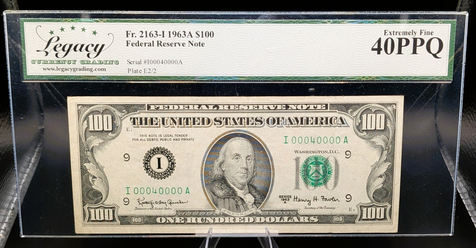 1963-A $100, Minneapolis, Fancy Serial Number I00040000A, 40PPQ No Comments 1963-A $100, Minneapolis, Fancy Serial Number I00040000A, 40PPQ No Comments