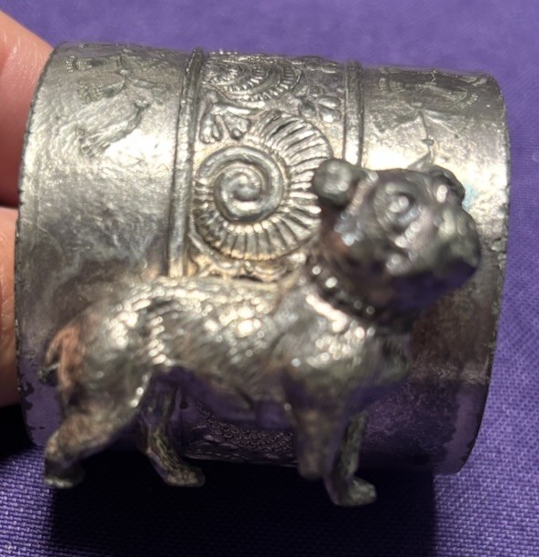 19th Century Bulldog Silver Napkin Ring