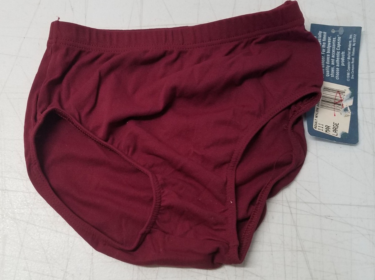 Vintage 1990s Capezio Dance Briefs Style 111 Large 12/14 Maroon Nylon NOS 5135