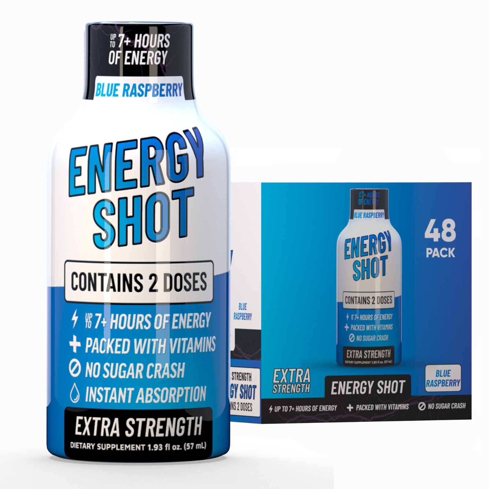 (48 Pack) GAQ Energy Shots, Blue Raspberry, Energy Lasts Up to 7+ Hours (48 Pack) GAQ Energy Shots, Blue Raspberry, Energy Lasts Up to 7+ Hours