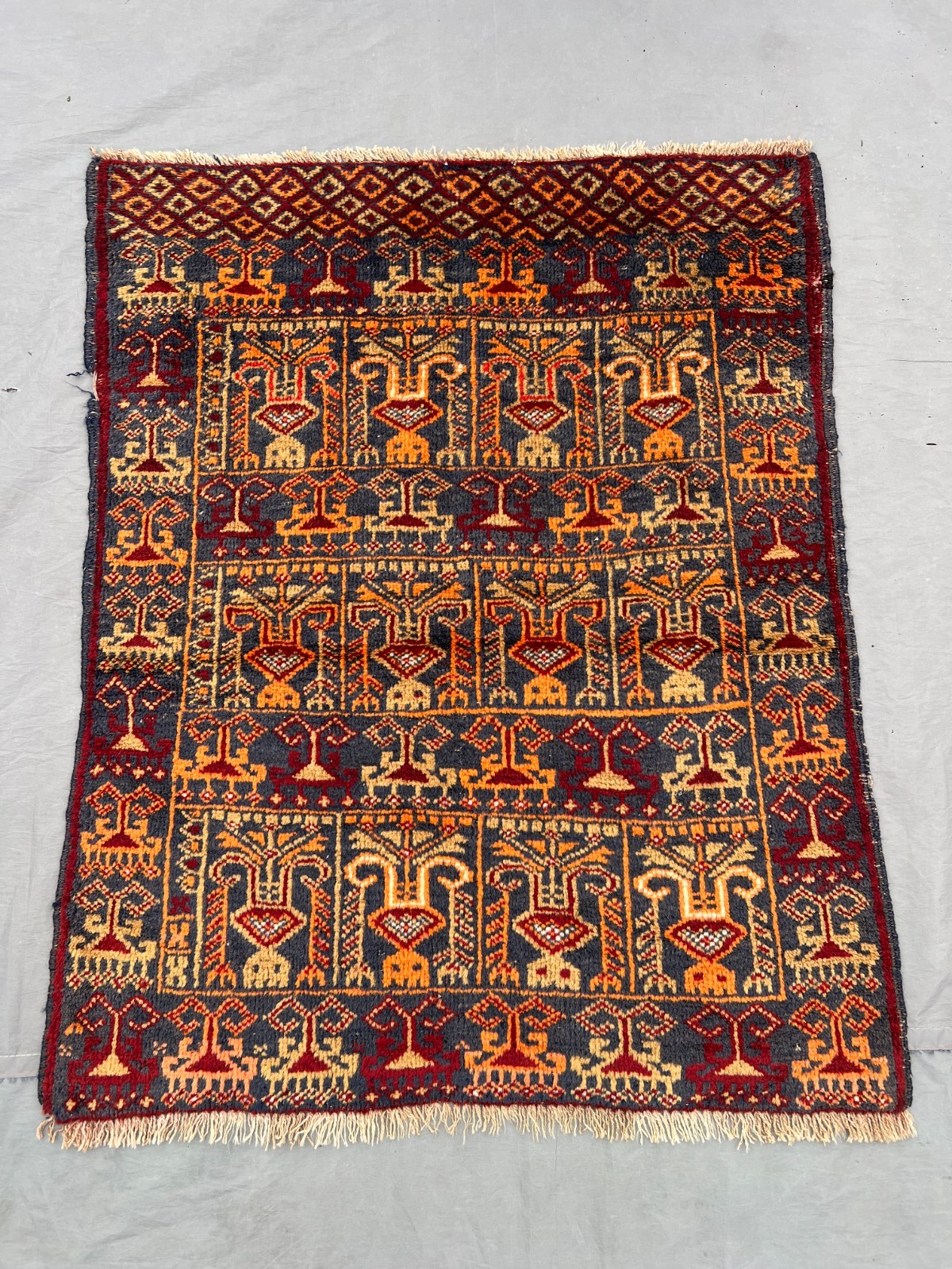 Red Turkish 3x4ft Vintage Hand Knotted Wool Rug Geometric Caucasian Small Carpet Red Turkish 3x4ft Vintage Hand Knotted Wool Rug Geometric Caucasian Small Carpet
