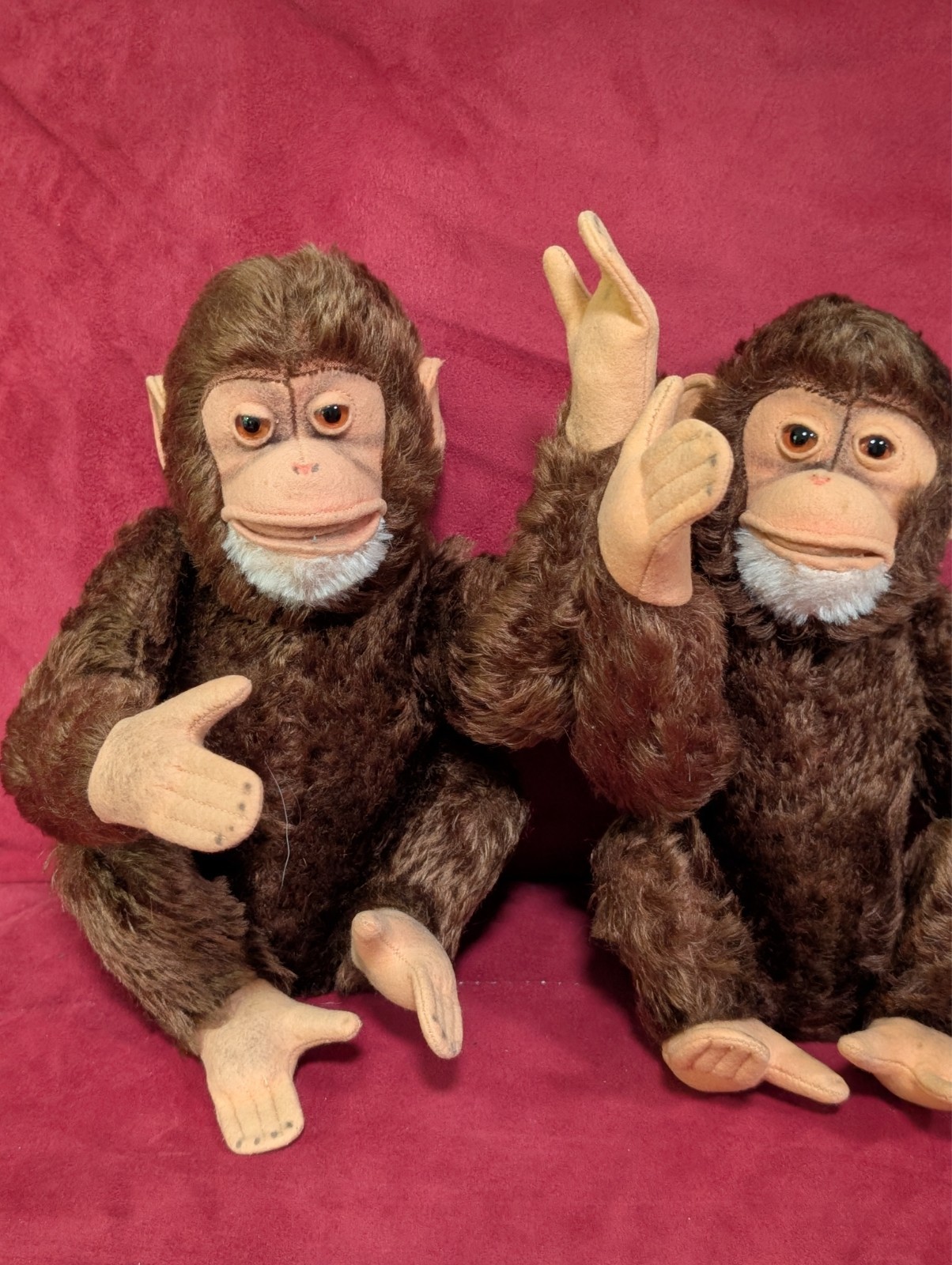 2 Vintage STEIFF Jocko Mohair Monkey 1949-1965 12\