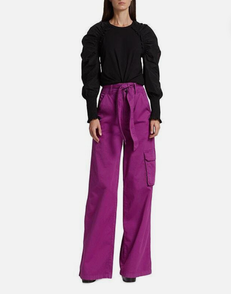 Veronica Beard Belisa Cargo Wide Leg High Rise In Bright Magenta Size 30 EUC