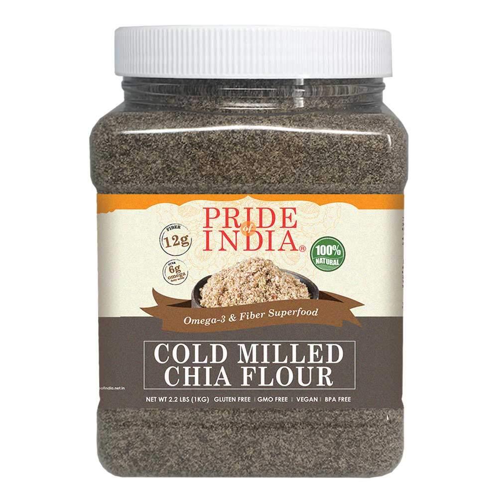 PRIDE OF INDIA Cold Milled Raw Chia Ground - Omega-3 & Fiber Superfood Jar