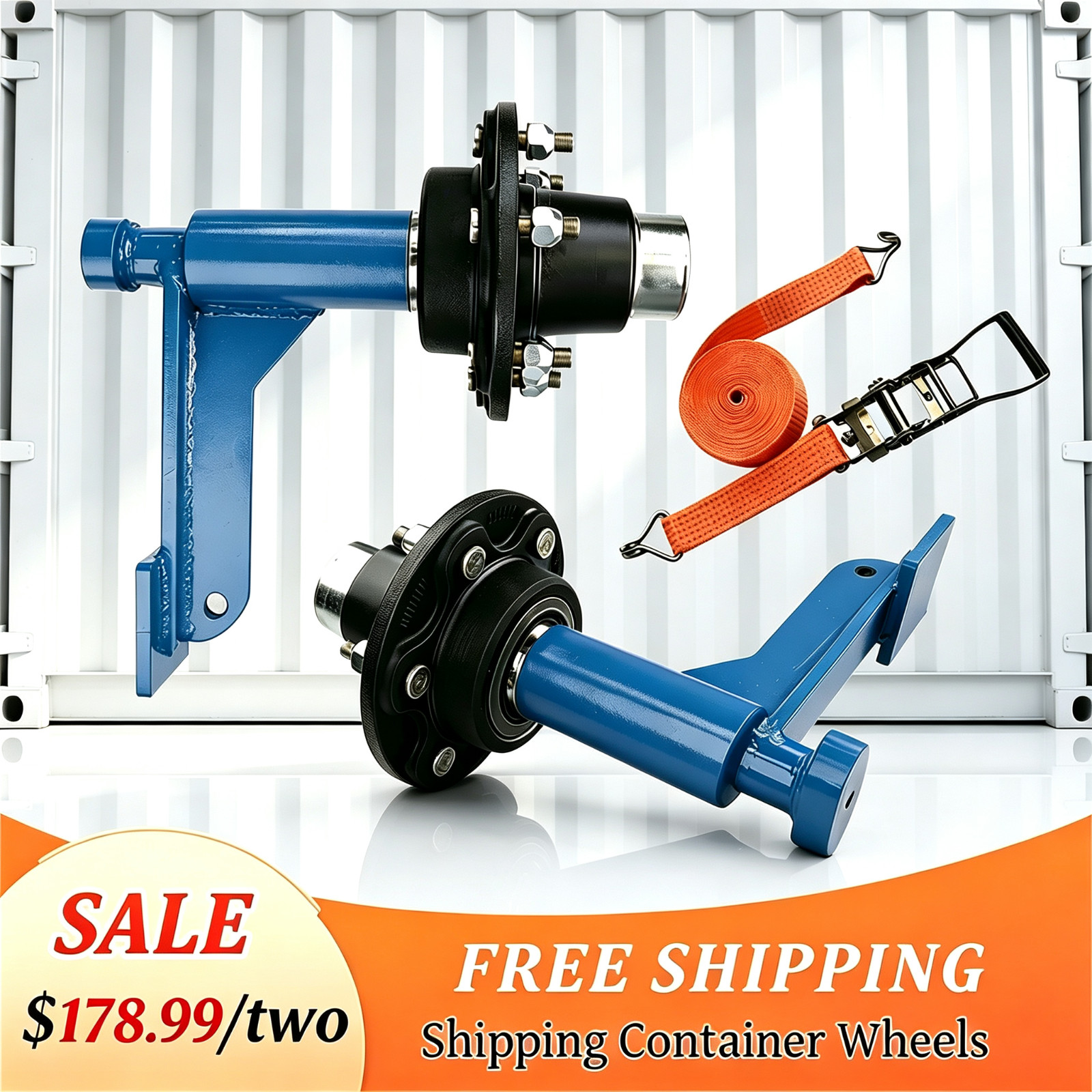 2 Pack 8800lbs Shipping Container Wheels 6-Lug Wheels Heavy Duty Container Axle