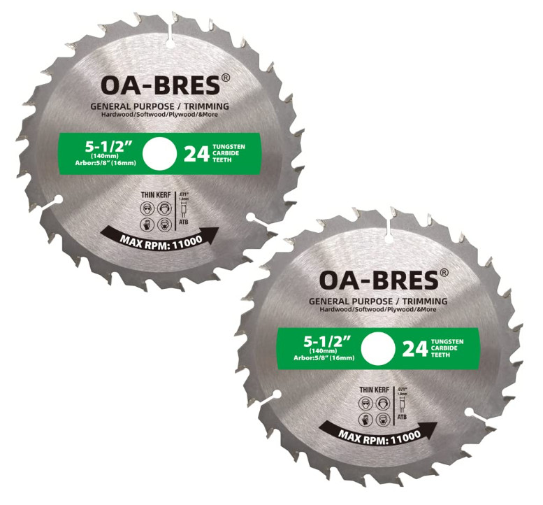 5-1/2 Inch 24 Tooth ATB Fast Cutting and Trimming Saw Blade, Cordless Trim Saw B