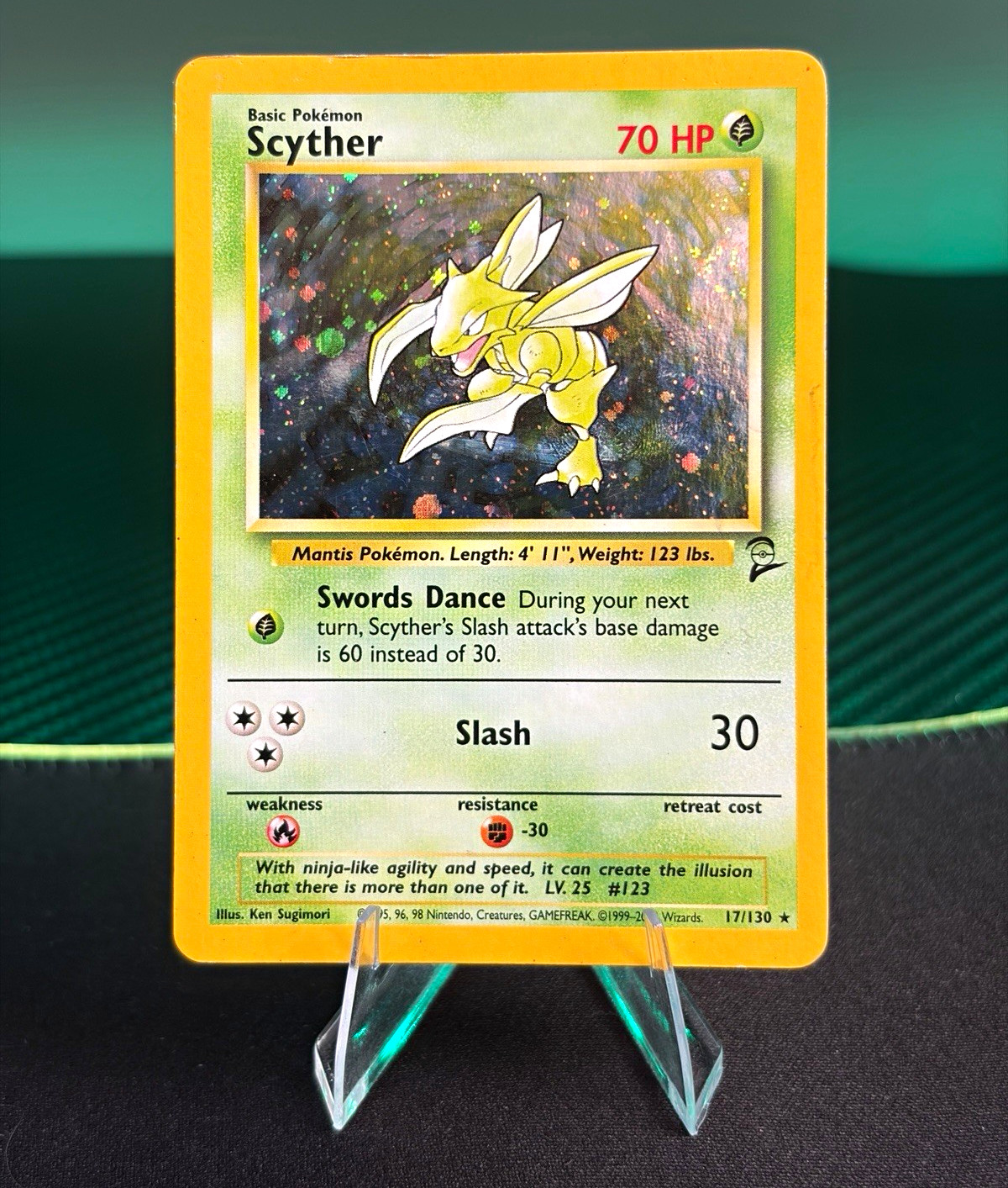 Wizards Pokémon TCG Base Set 2 Scyther 017/130 Holo Rare English Wizards Pokémon TCG Base Set 2 Scyther 017/130 Holo Rare English