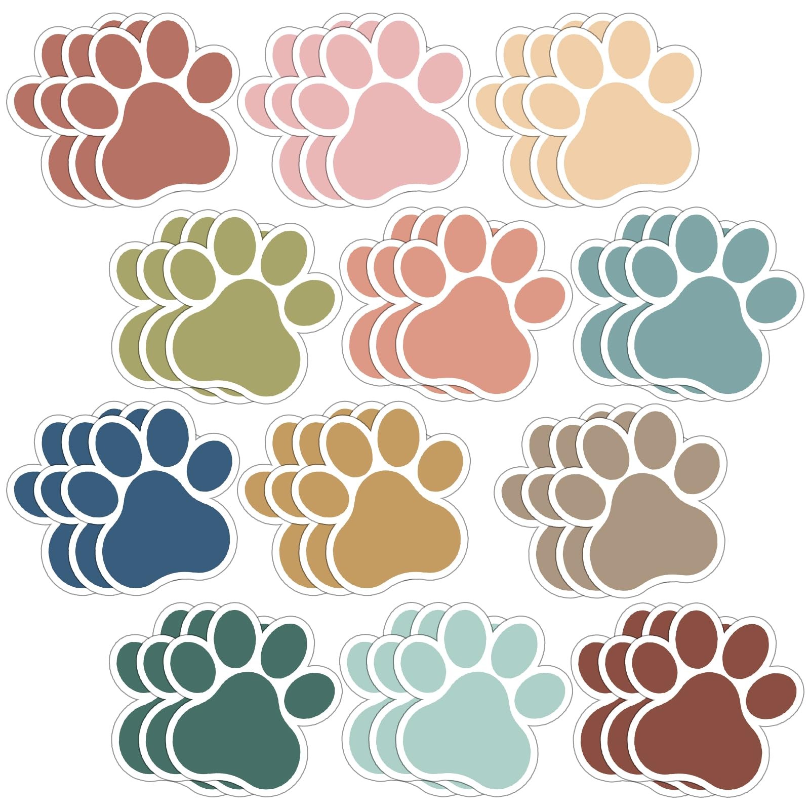 72Pcs Paw Prints Cutouts Boho Paw Bulletin Board Decorations Dog Footprint Cu...