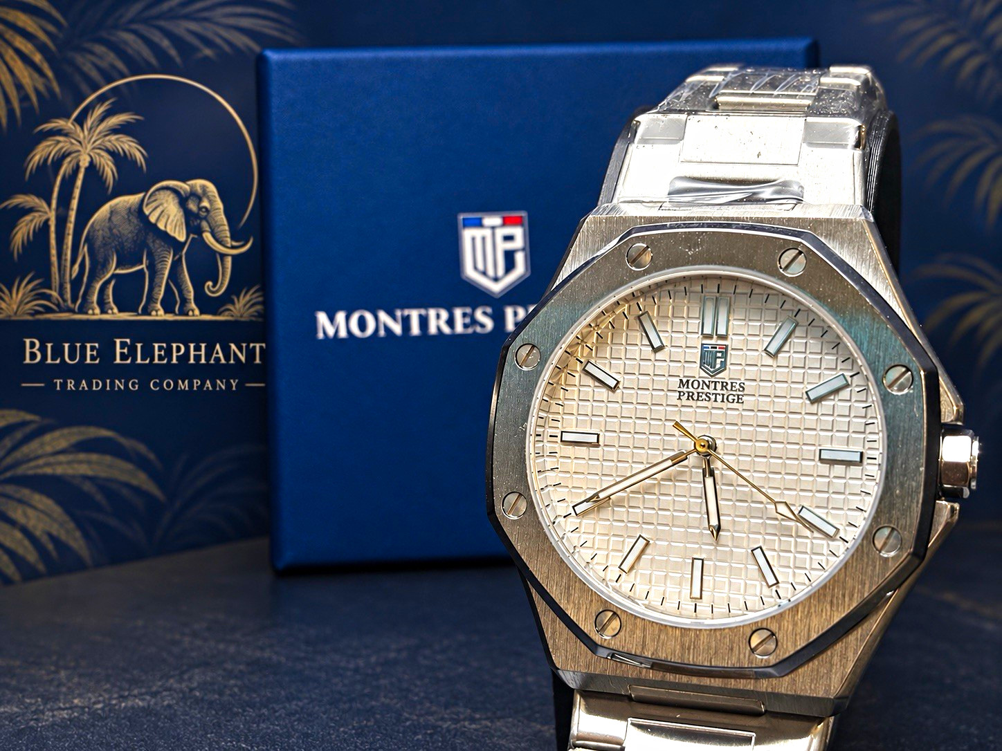 Montres Prestige MPW-0249 Men’s 44mm Silver Dial Steel Quartz Watch New