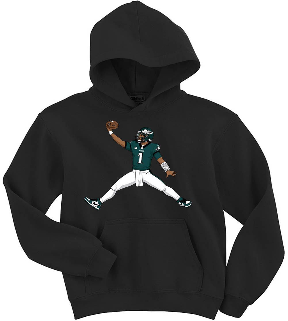 Jalen Hurts Jump Eagles Hoodie Hooded Sweatshirt T-Shirt Adult Large