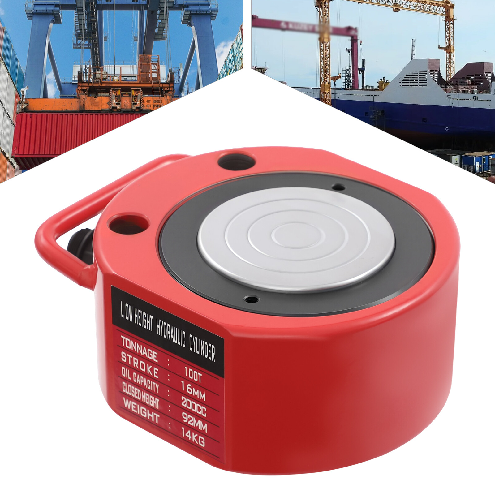100 Tons 16mm Stroke Single Acting Hydraulic Cylinder Low Profile Flat Jack Ram