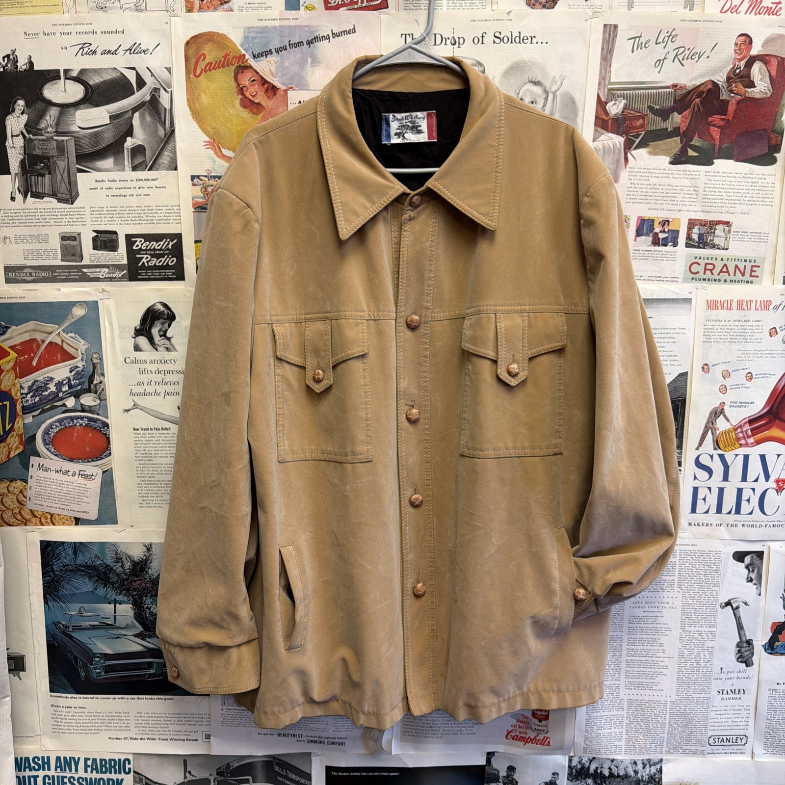Vintage 1970’s Brad Whitney Western Safari Jacket Faux Suede Ranch Coat