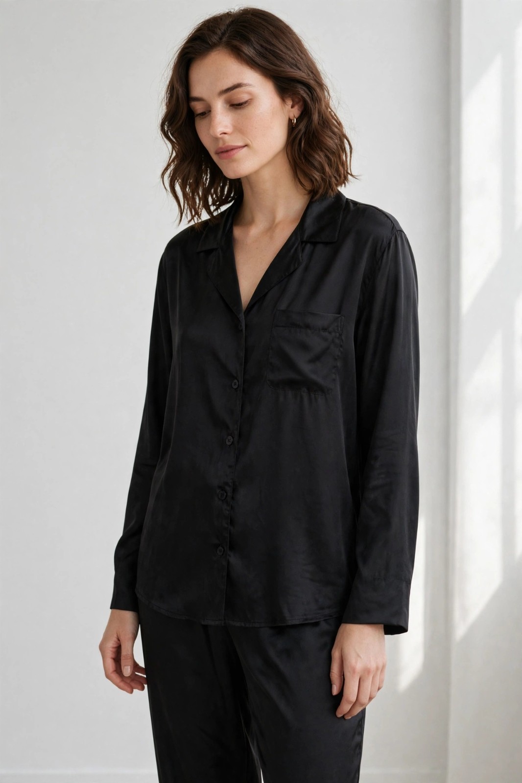 Intimately Free People Midnight Muse Black Satin Sleep Shirt XL