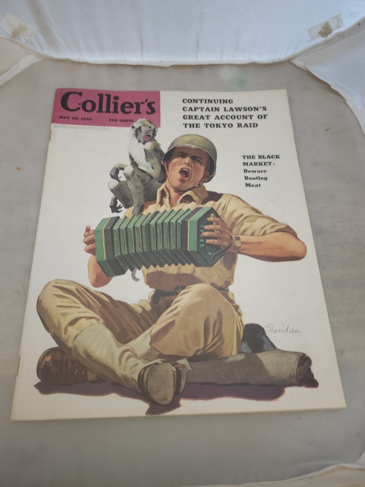 1943 MAY 29 COLLIER'S MAGAZINE WWII LAWSON'S TOKYO RAID SHERIDAN COVER NO LABEL 